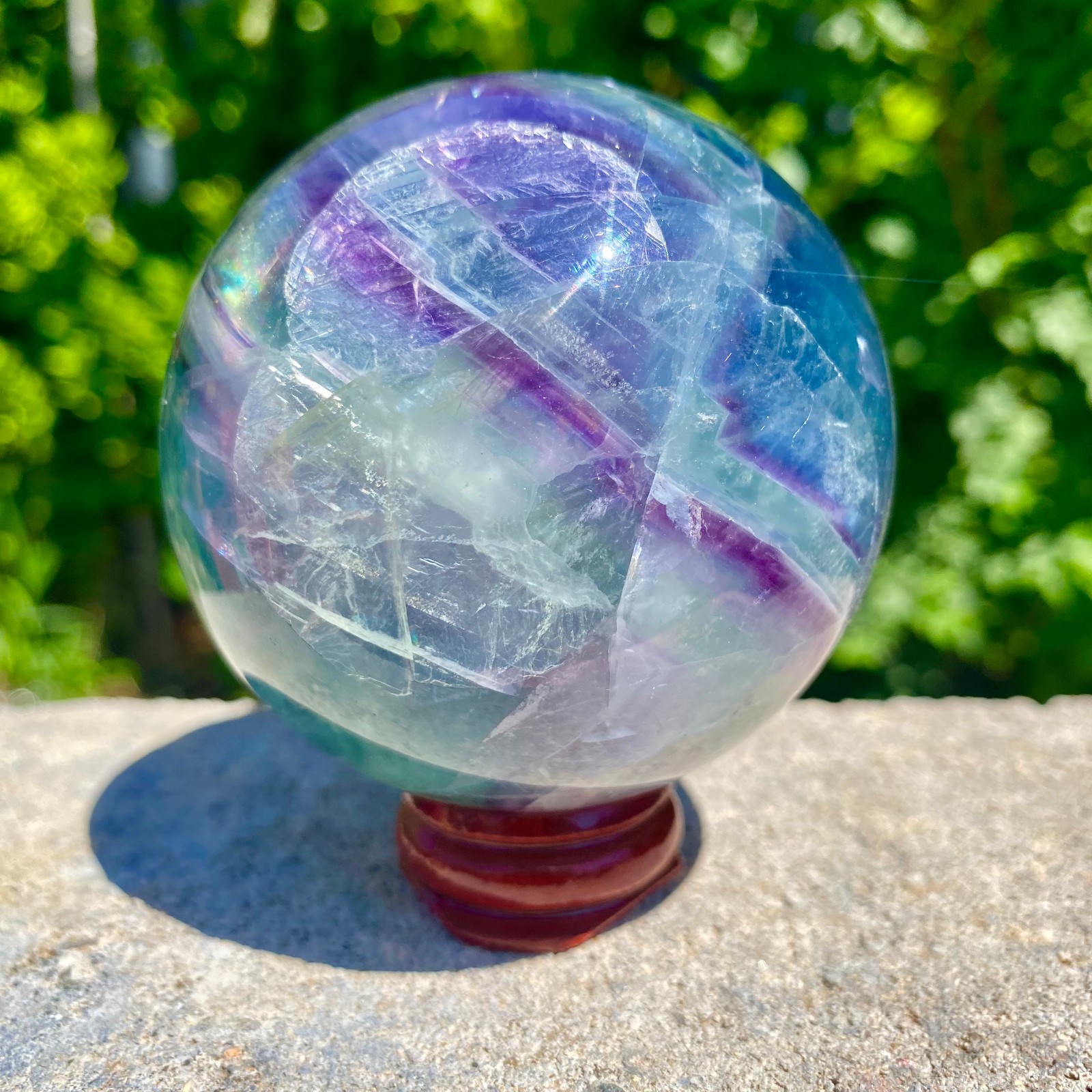 1.24LB natural Green fluorite ball quartz crystal Sphere Reiki energy healing