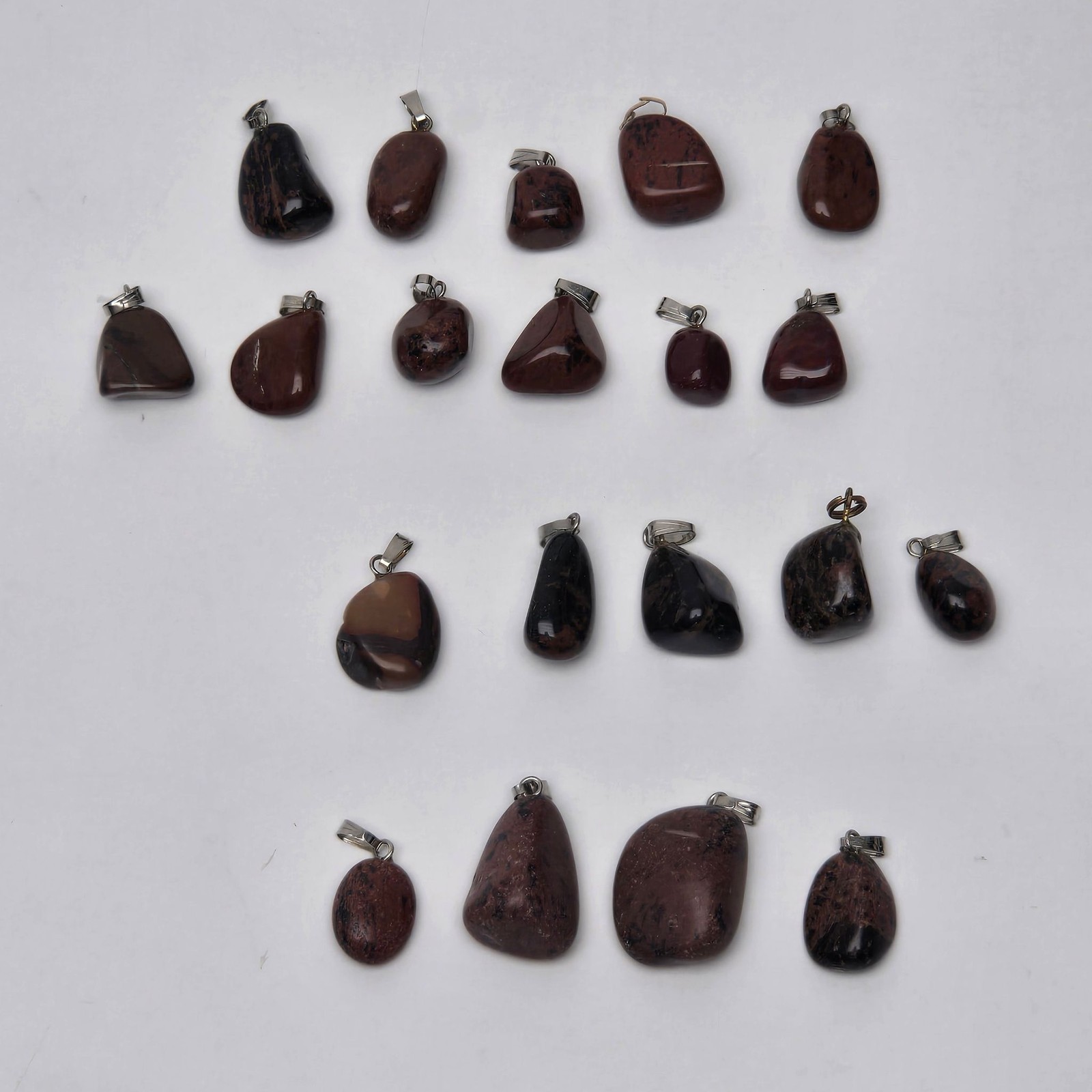 Lot 20 Mahogany Obsidian Tumbled Stone Pendants Natural Polished Rock Jewelry