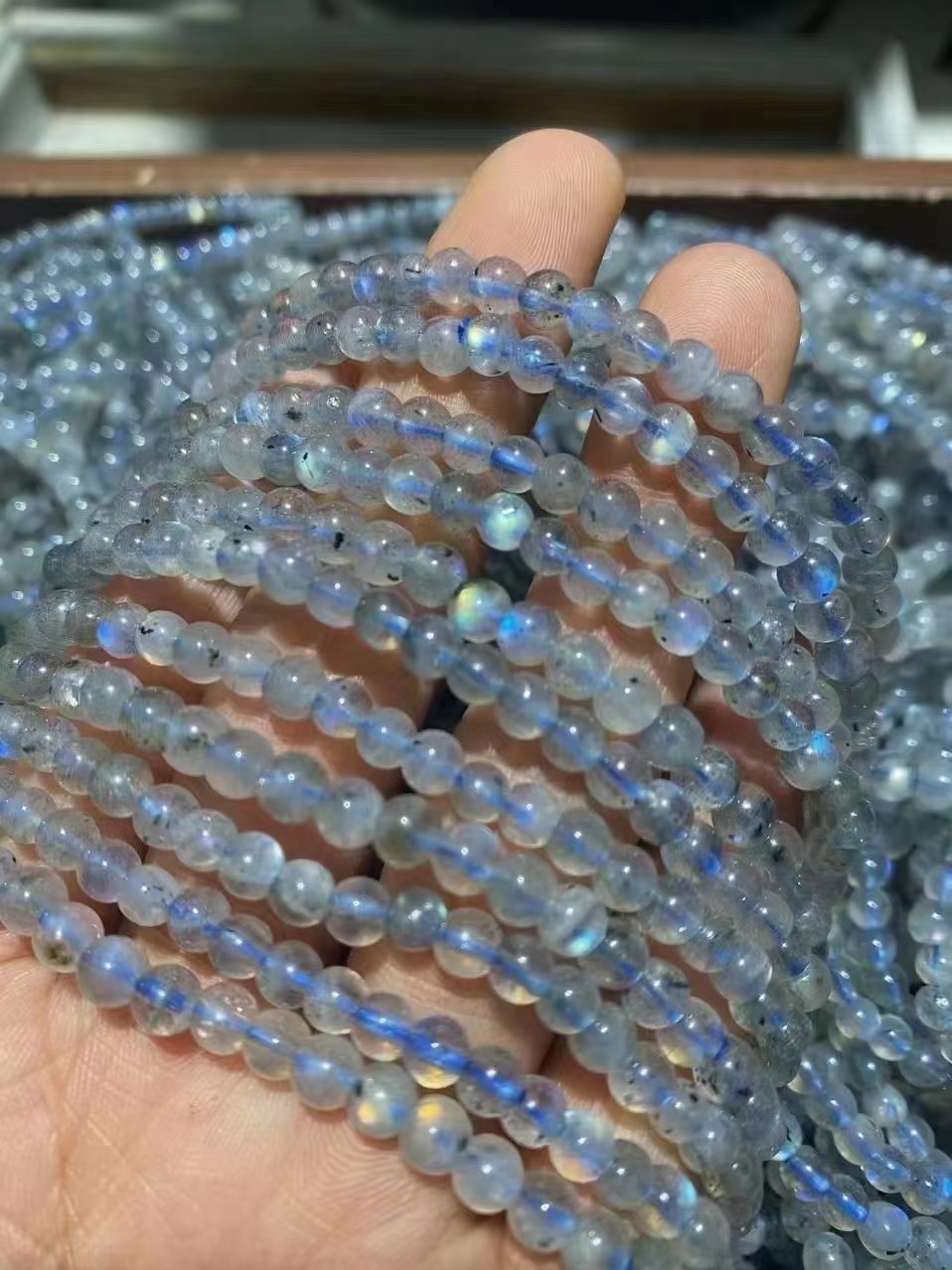 10pcs Natural Labradorite Beaded Bracelet 4mm Gemstone Crystal Stretch Bracelet