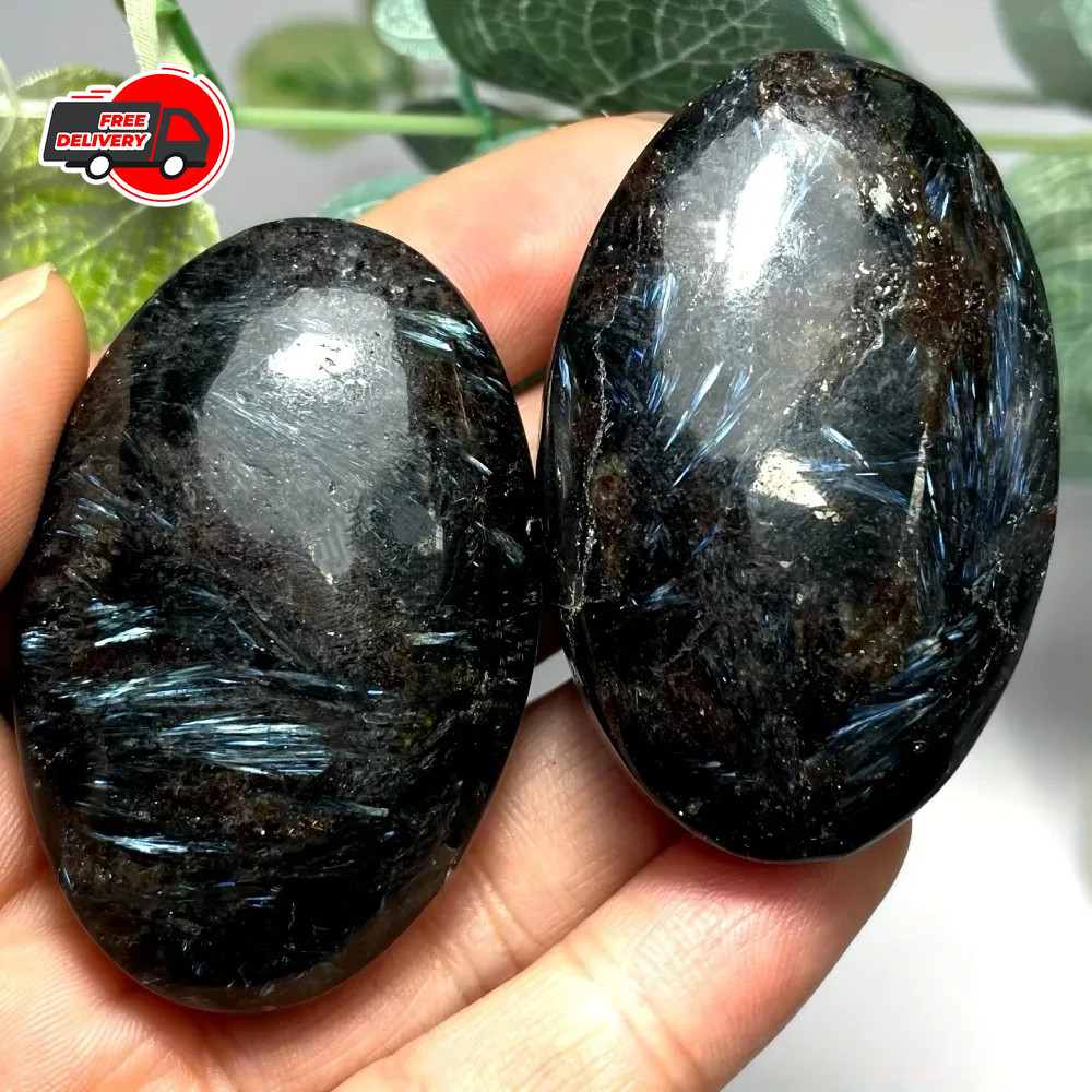 Natural Arfvedsonite Palmstone Worry Stone Healing Crystal Meditation Reiki Gift