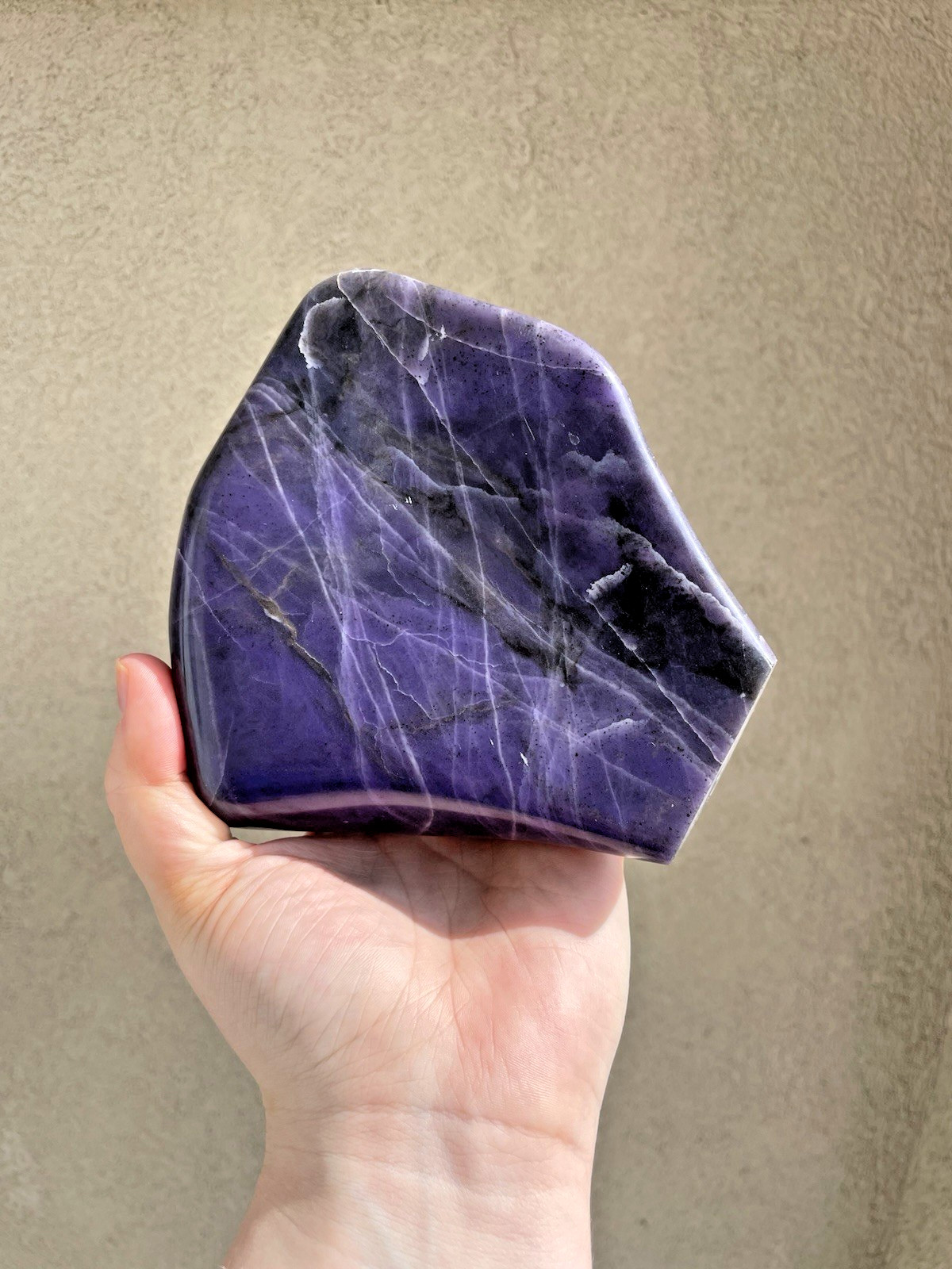 Deep Purple Morado Opal, hand carved and polished, 1806g, 3.98lbs, violet flame