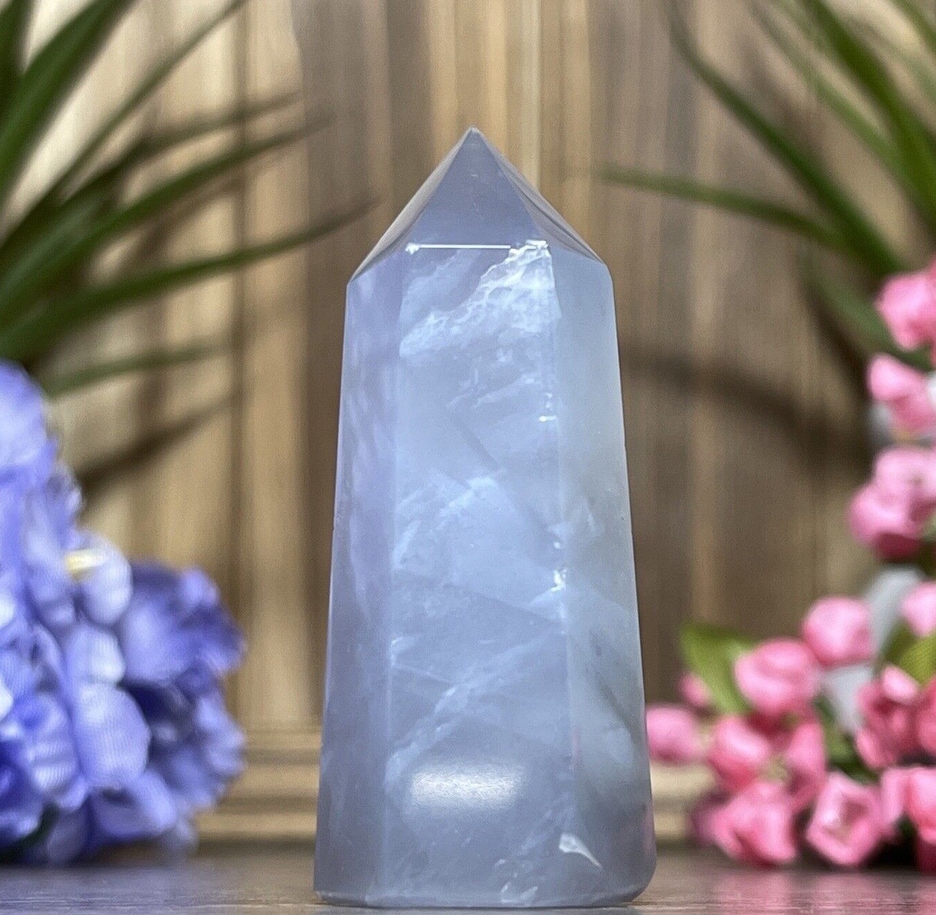 BLUE CHALCEDONY TOWER – Mineral Point Generator Chakra Reiki Witch Crystal Decor