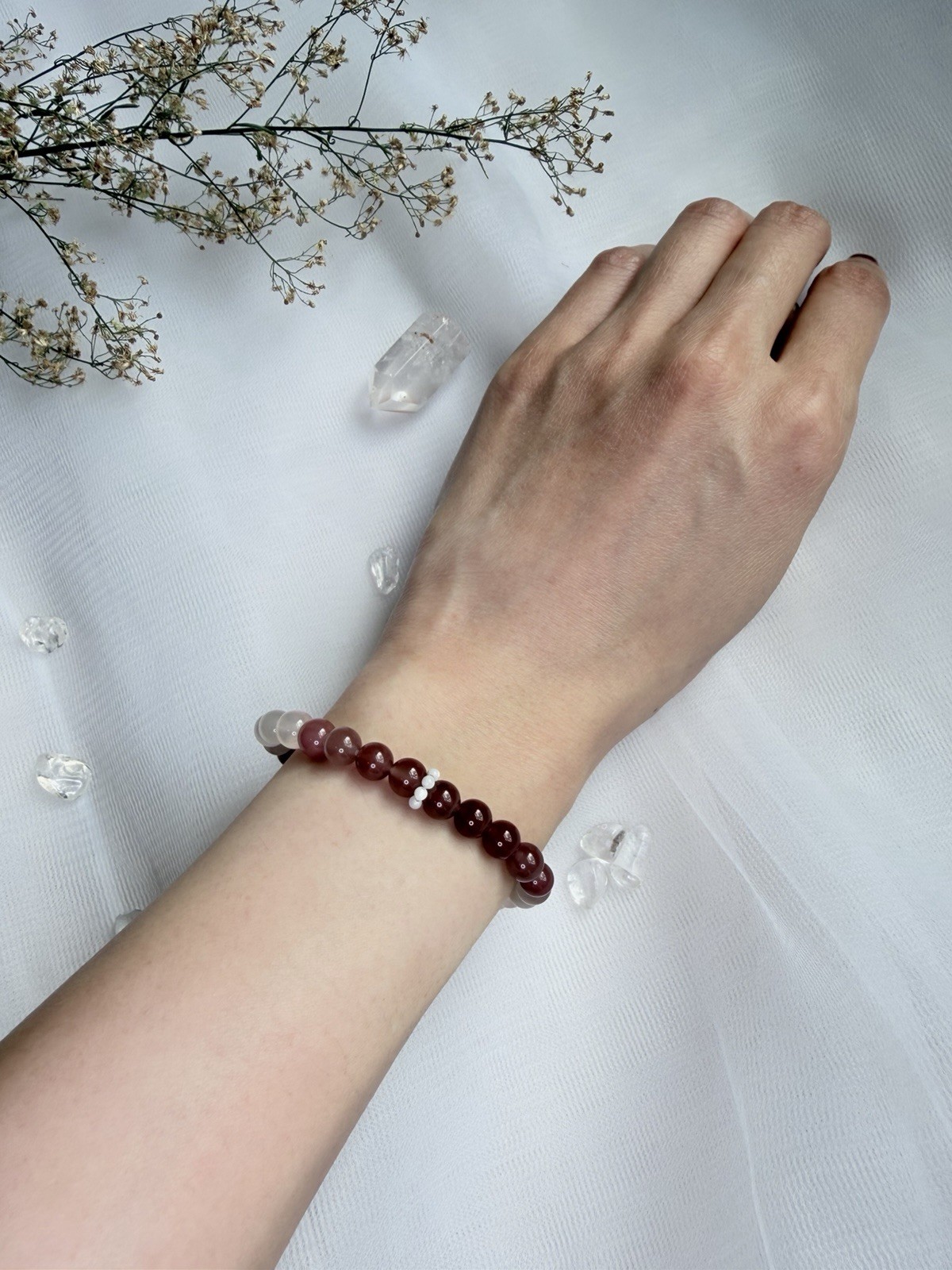 High Quality Mauve Ombré Yanyuan Agate Bracelet 6mm Beads Design Bracelet