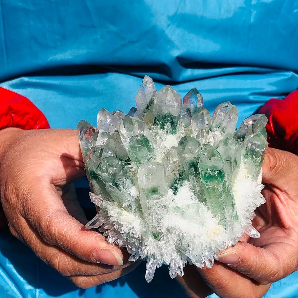 2 piece Lab-Grown Green Crystal Clusters Healing Energy Home Decor 2.61LB