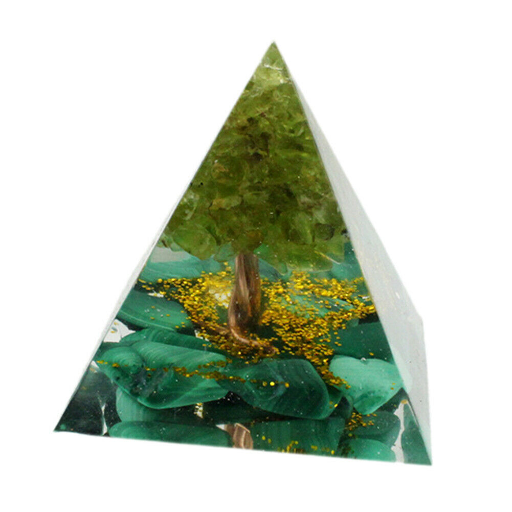Orgonite Pyramid Amethyst Peridot Healing Crystal Energy Orgone EMF Protection