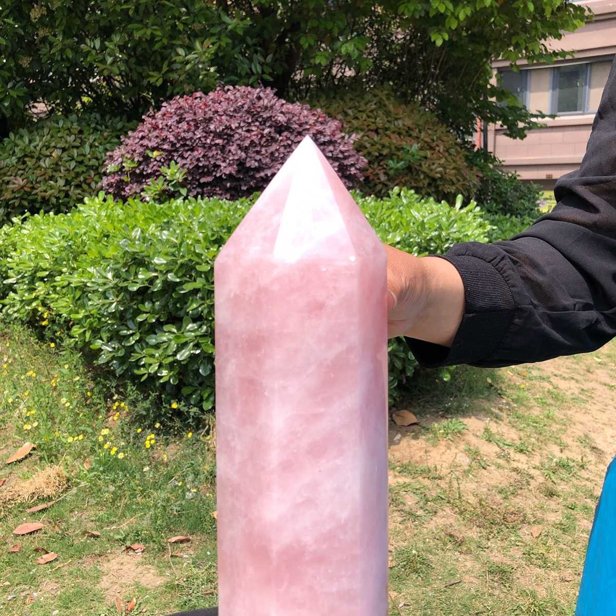 9.19LB Natural rose quartz obelisk pink crystal tower point healing decor