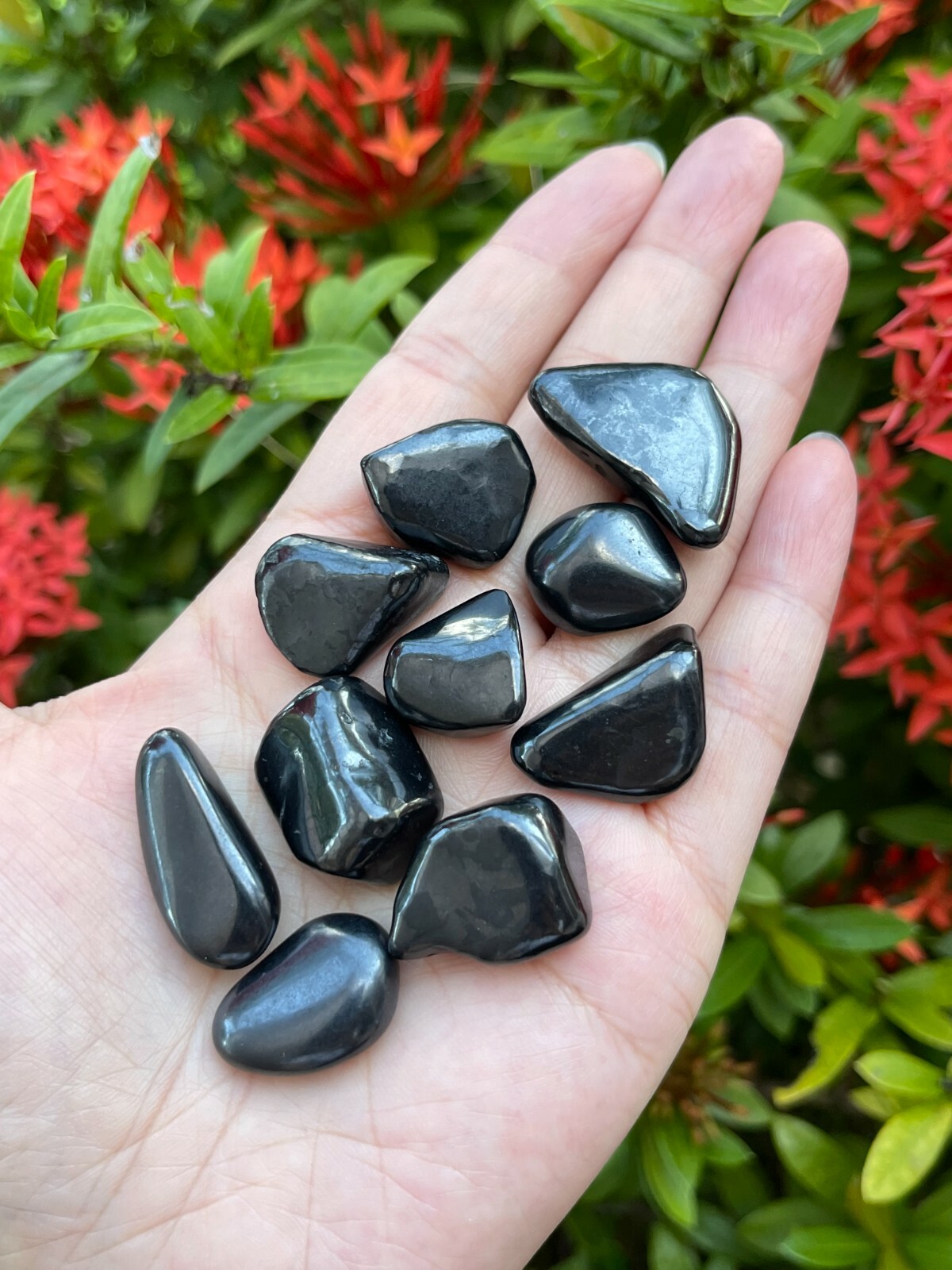 Grade A++ Shungite Tumbled Stone, 0.75-1.25″ Tumbled Shungite, EMF Protection