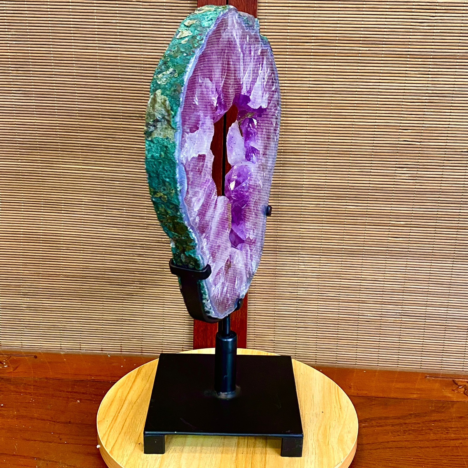 8.4LB Natural Amethyst Cave Crystal Slice Crescent shaped Hand Cut Repai