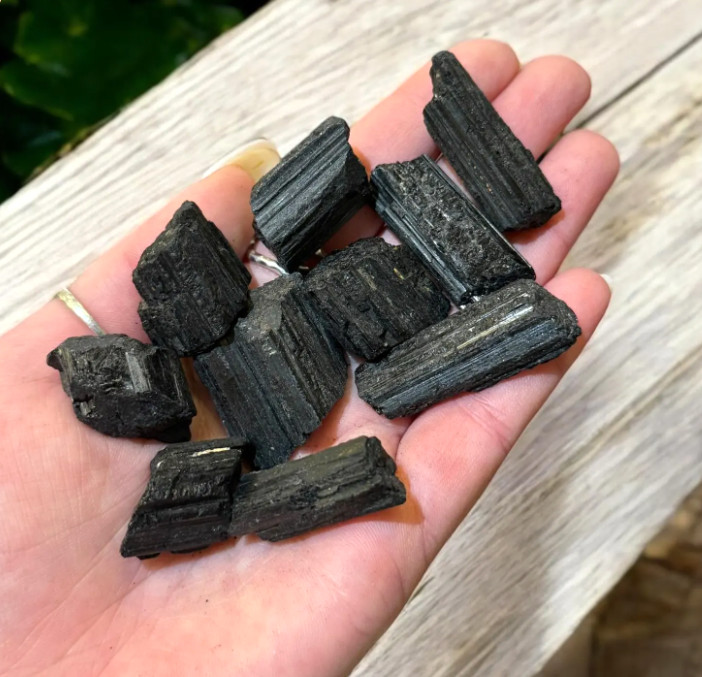 3PCS Raw Black Tourmaline Crystal Stone | Natural Healing Chakra Reiki Gemstone