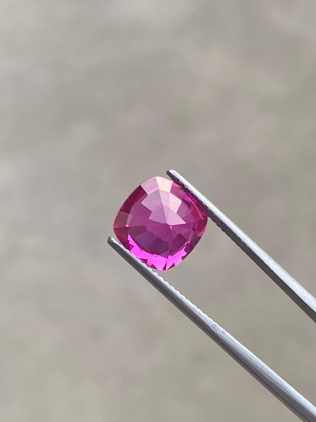 6 Ct Lab Grown Purplish Sapphire, 10x10mm Cushion Cut Loose Gemstone .