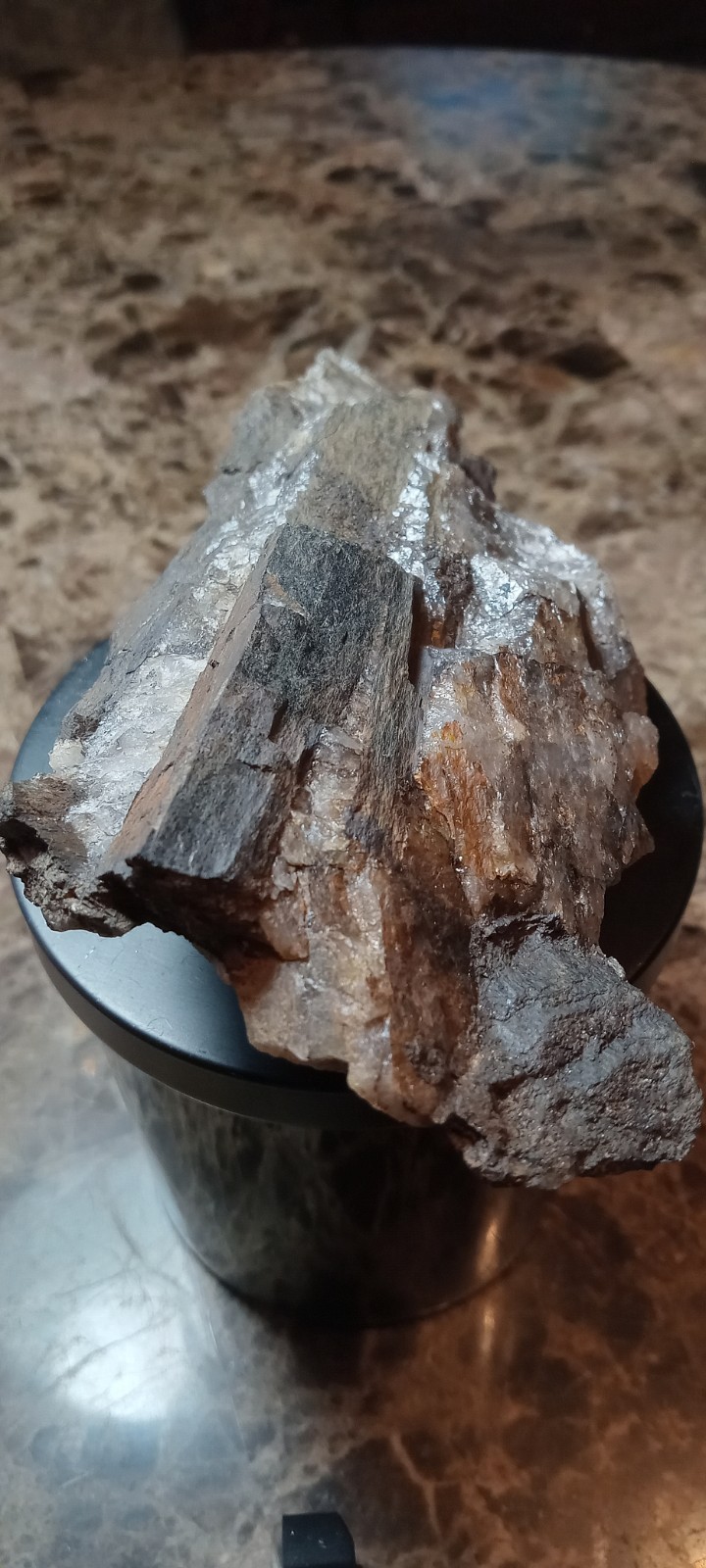 Arfvedsonite crystals in matrix mineral specimen from Hurricane Mountain NH