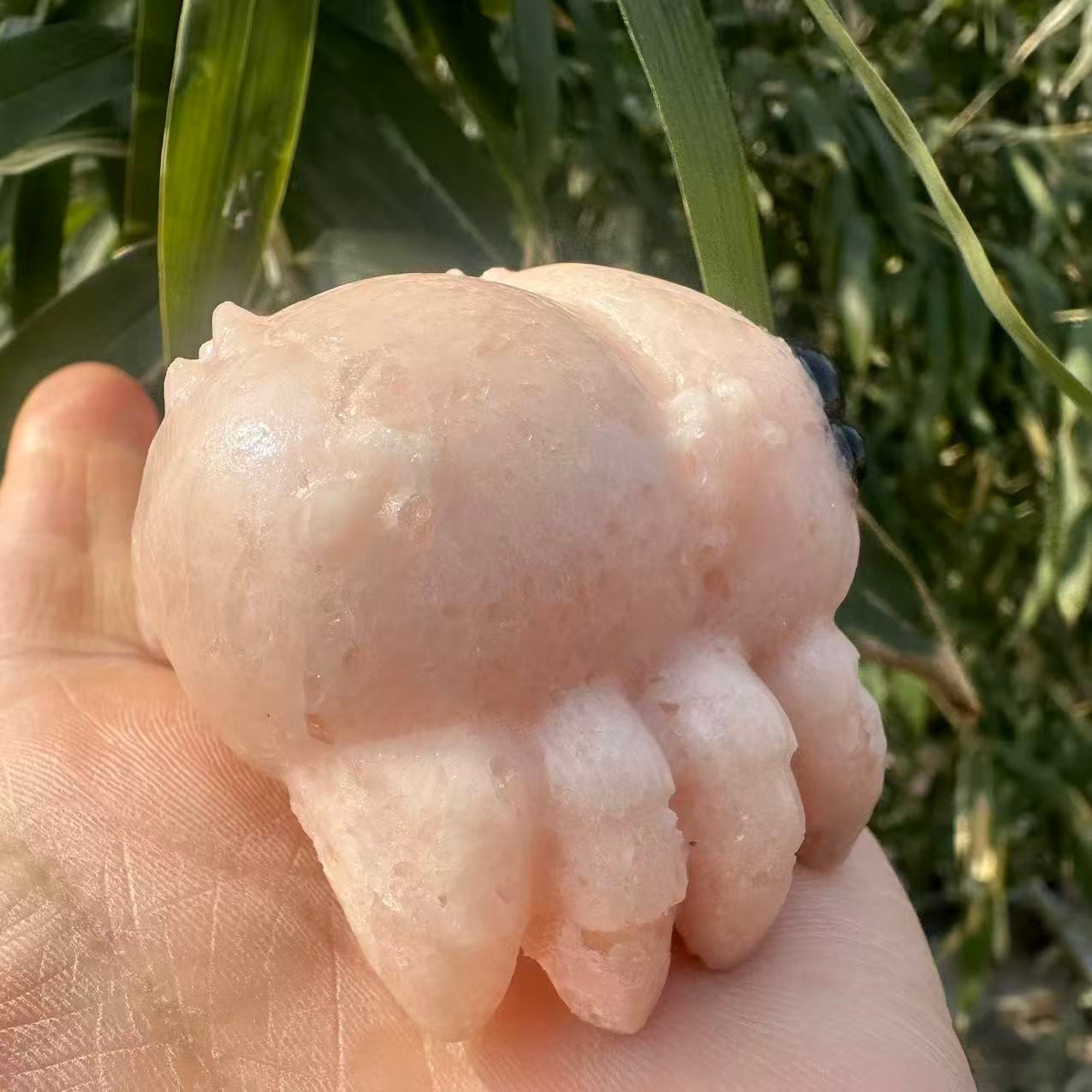 1pc Natural jasper stone Quartz Carved Crystal spider Skull Reiki Healing