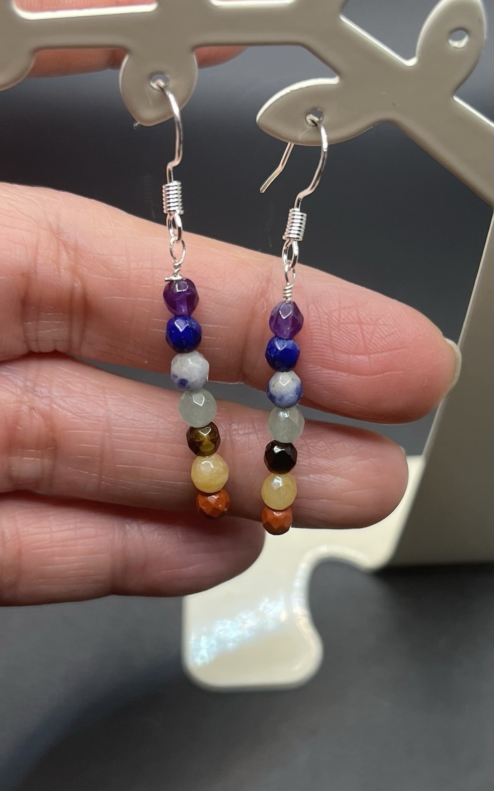 7 Chakra Stone .925 Sterling Silver Earrings