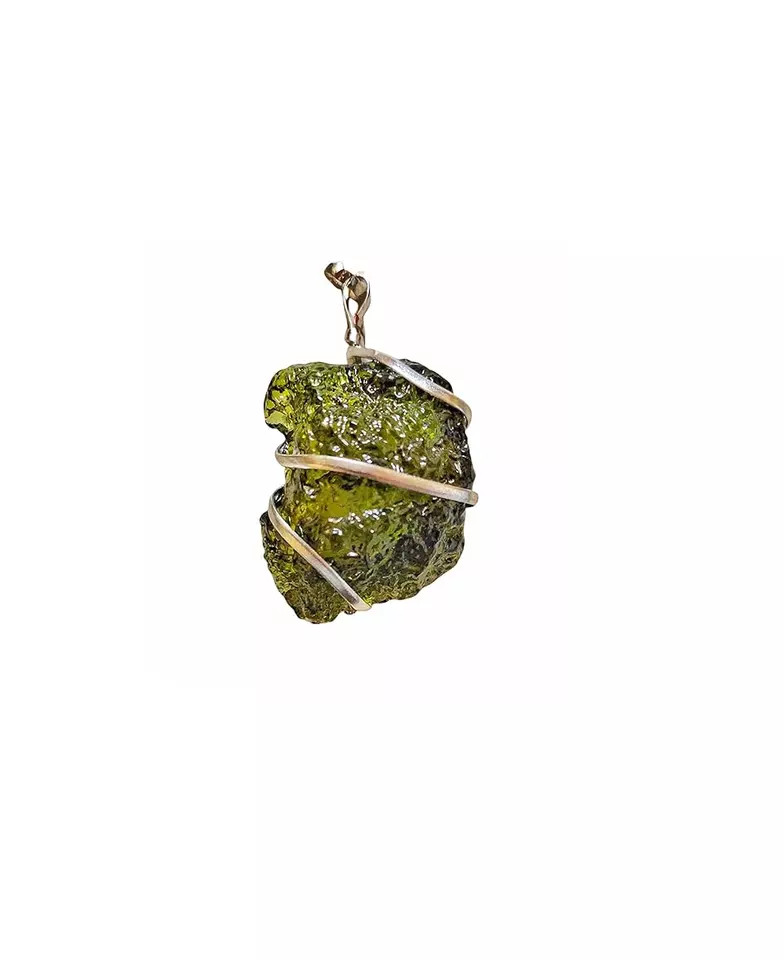 Natural Certified Moldavite Pendant Necklace From Czech Republic/Raw Moldavite