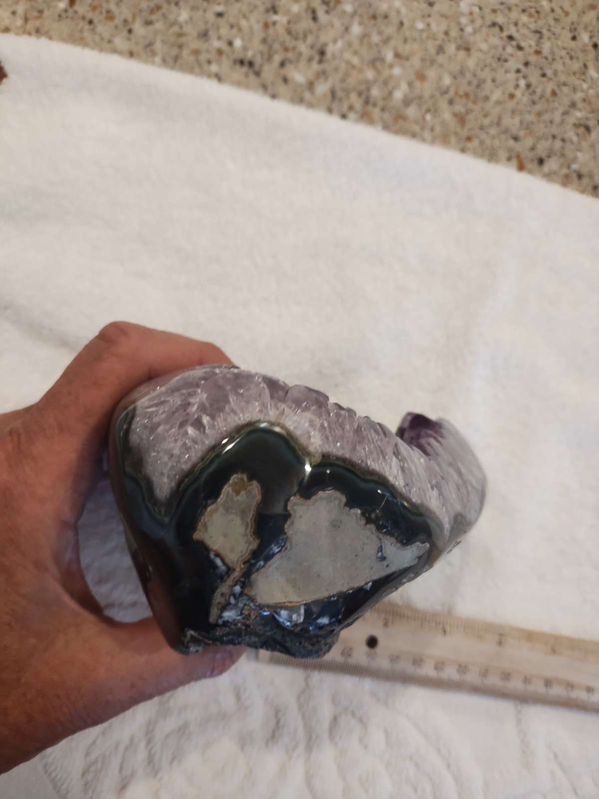 Amethyst Display Piece Uruguay 2.8 Pounds, 1293 Grams, Polished, 6in X 4in X 3in