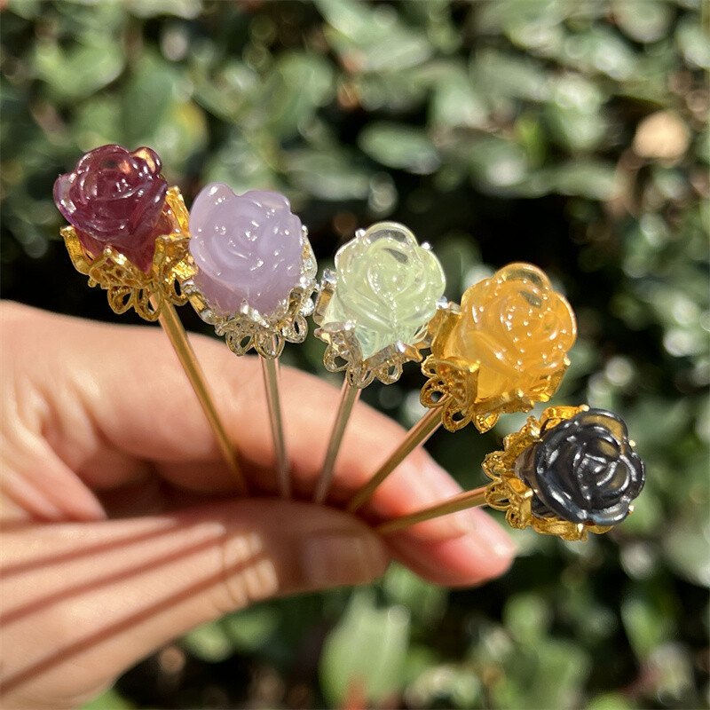 5pcs Natural Fluorite Rose flower skull Quartz Crystal Skull Reiki Healing Gem