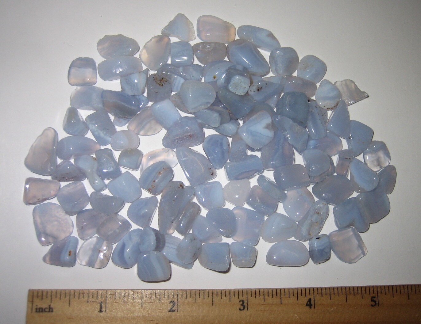 100+ TUMBLED POLISHED 0.2″- 0.7″ BLUE LACE AGATE CRYSTAL STONES ~ 134.8grams *1