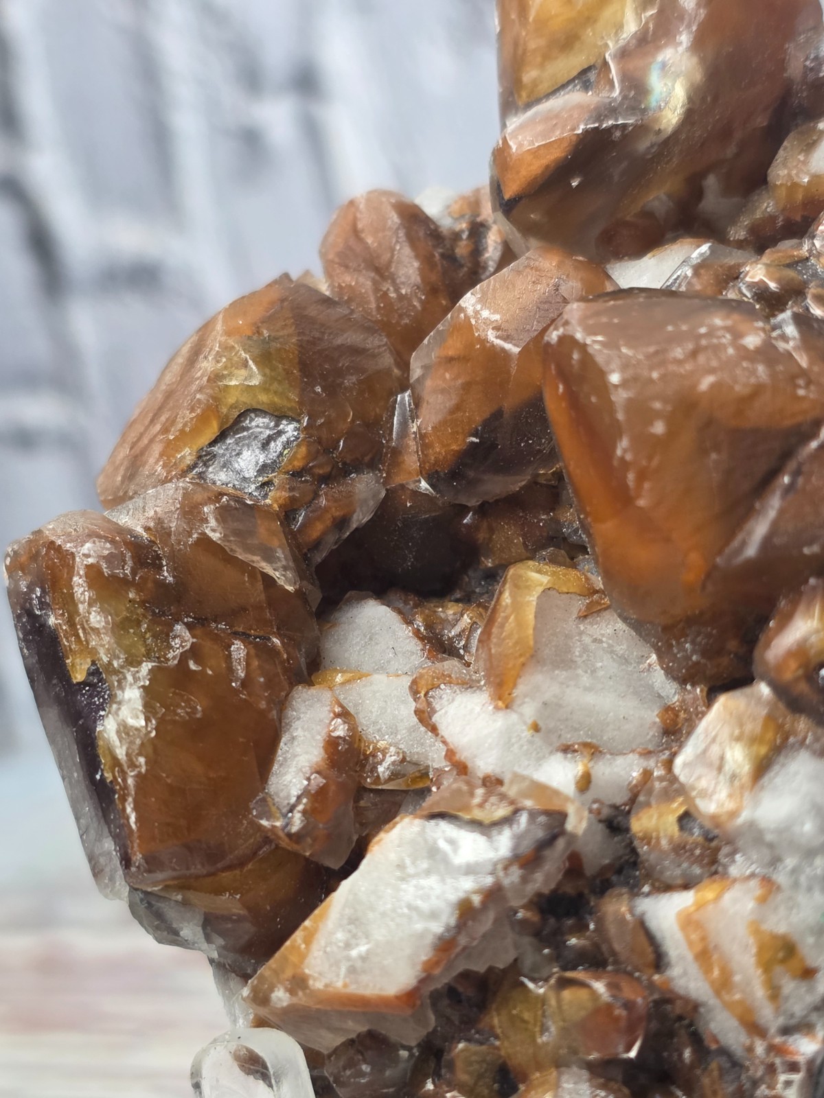 Natural Chocolate Calcite Crystal Cluster on Quartz Ojuela Mine Mexico 198.36g