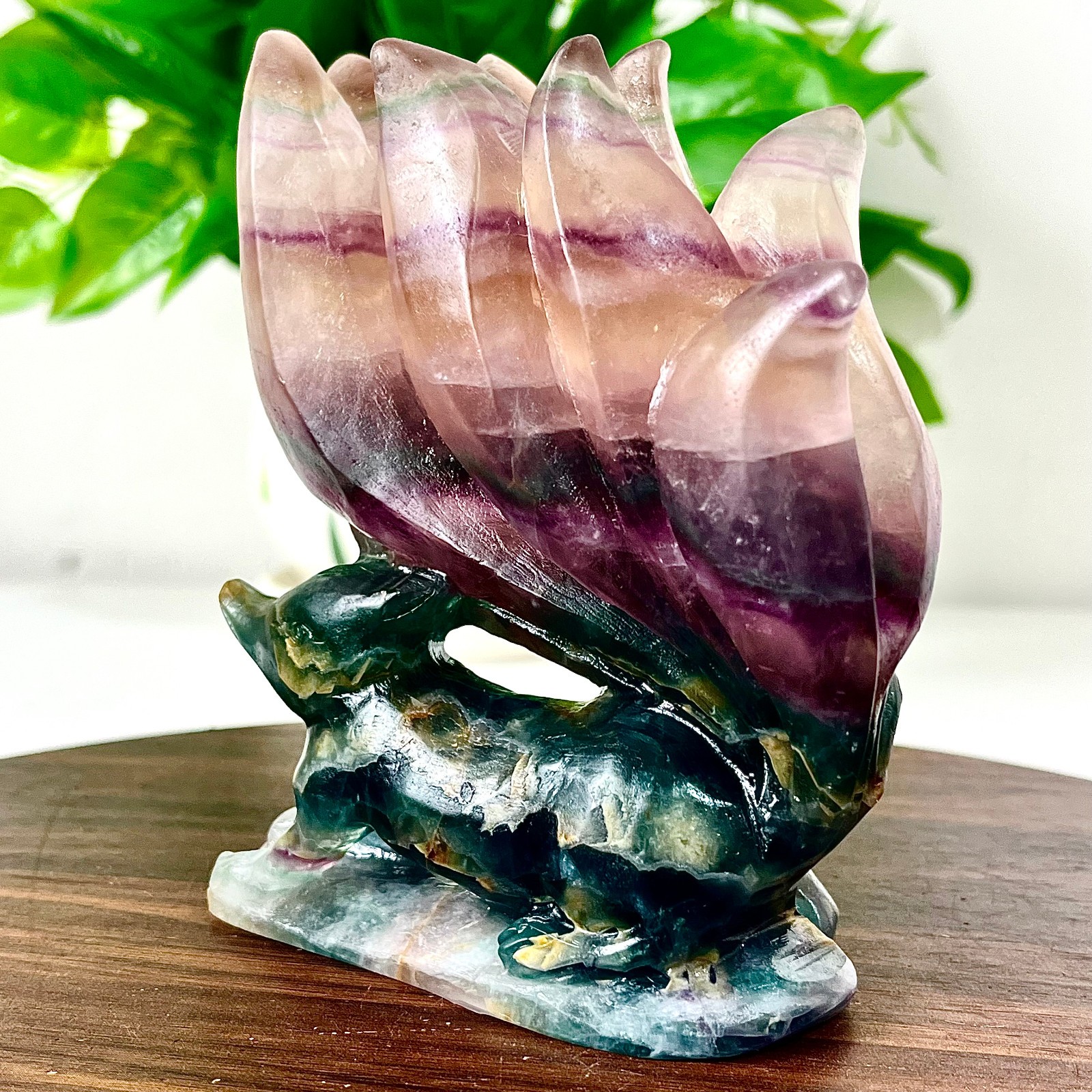 2.05LB Natural fluorite quartz products, hand carved and polished spiritual orna