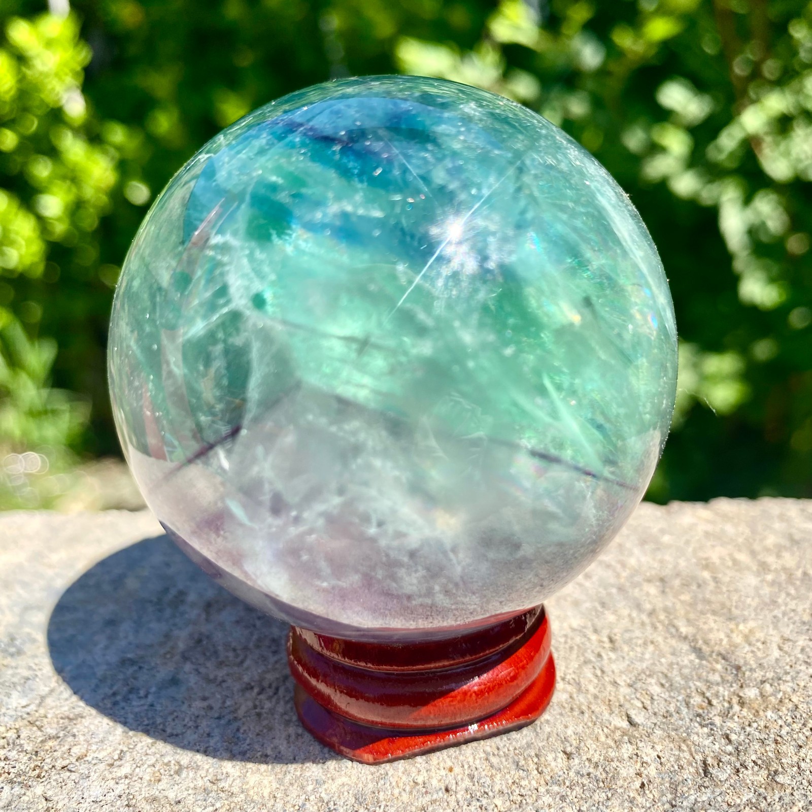 305G natural Green fluorite ball quartz crystal Sphere Reiki energy healing