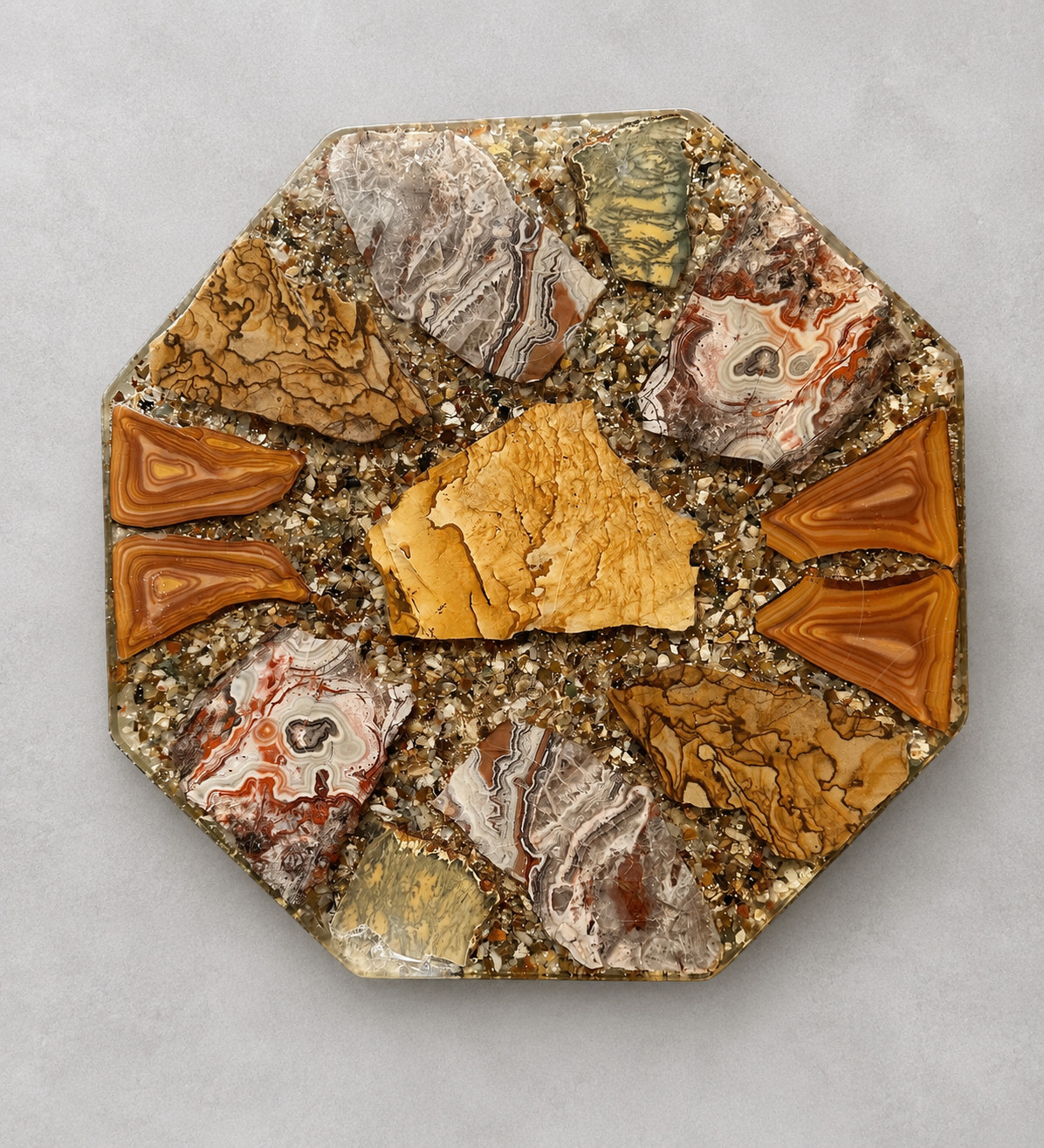 Vintage 1976 Rock Resin Lazy Susan Agate Jasper Walter & Schneider + Pedestal