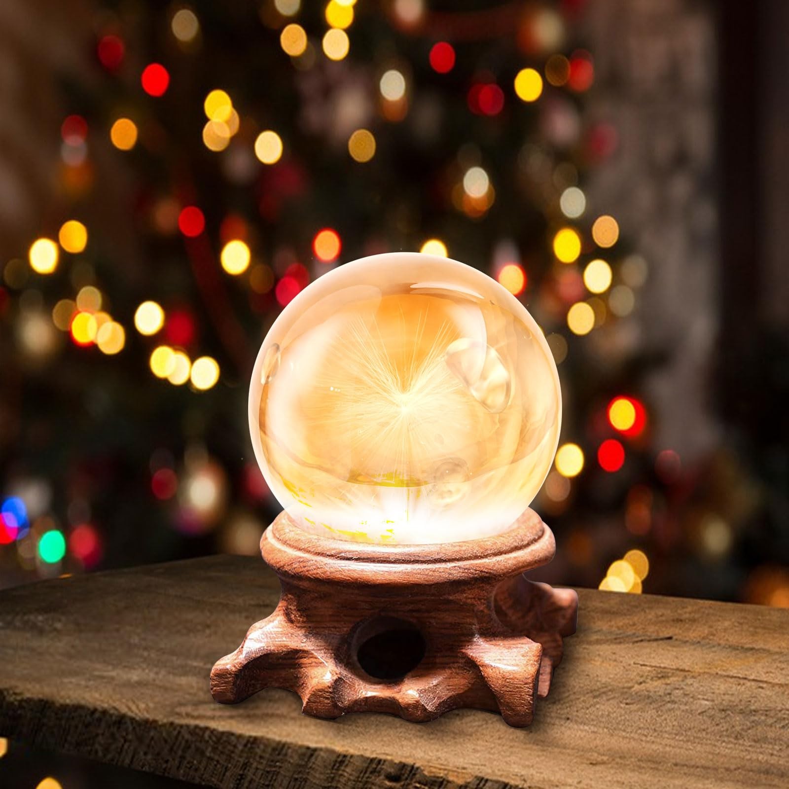 2 Inch Round Wooden Led Lights Display Base, Warm Light Display Stand Root Ca…