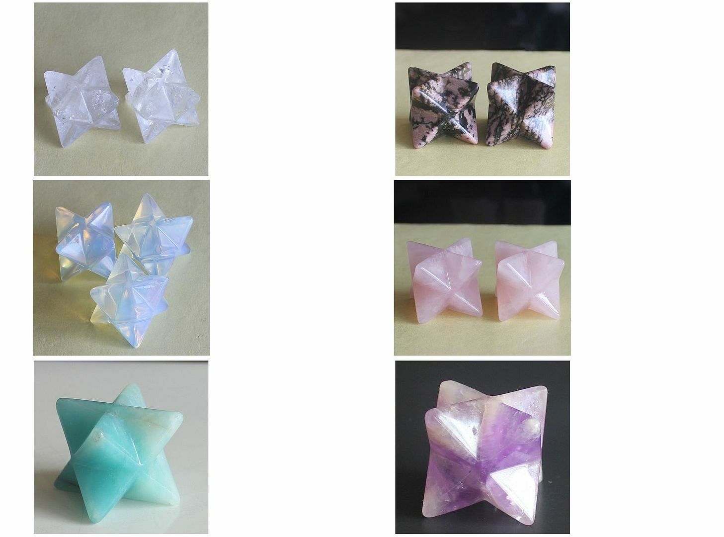 Mixed gemstone quartz crystal merkaba star geometry chakra reiki healing 1.5”
