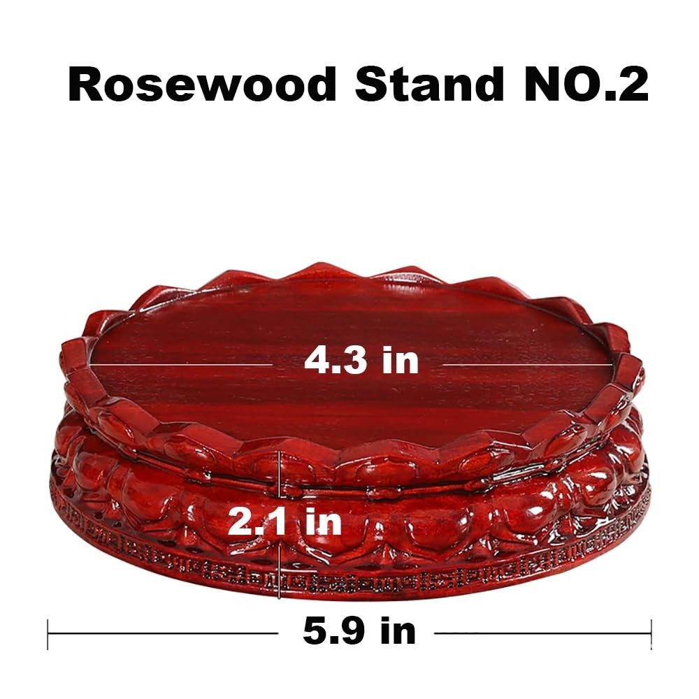 Oriental Rosewood Display Stand Handmade Carving Wooden Base Circular Vase Fi…