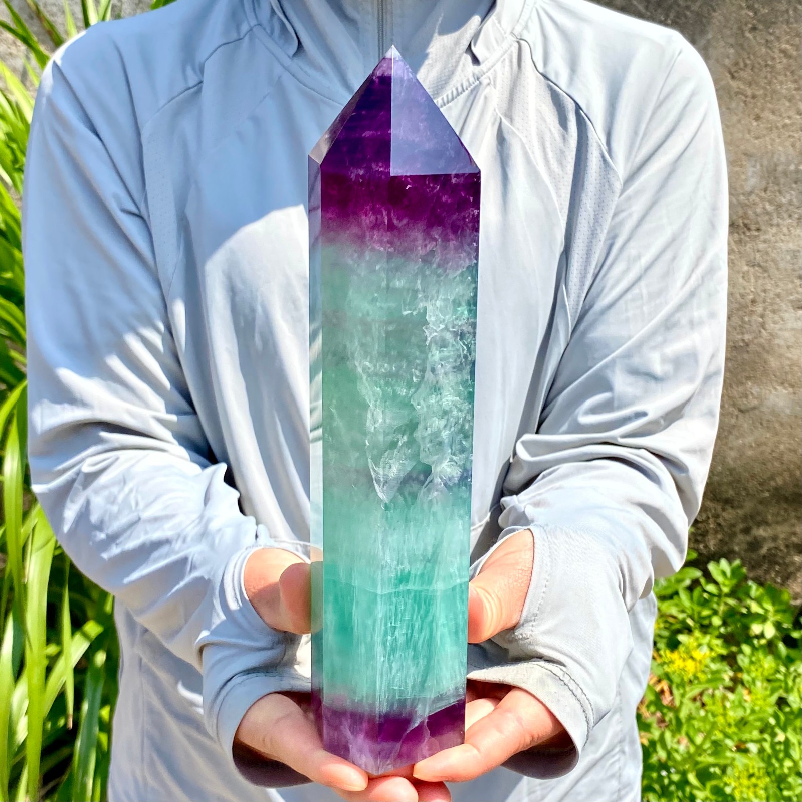 3.28LB Natural Fluorite Crystal Column Magic Wand Obelisk Point Earth Healing
