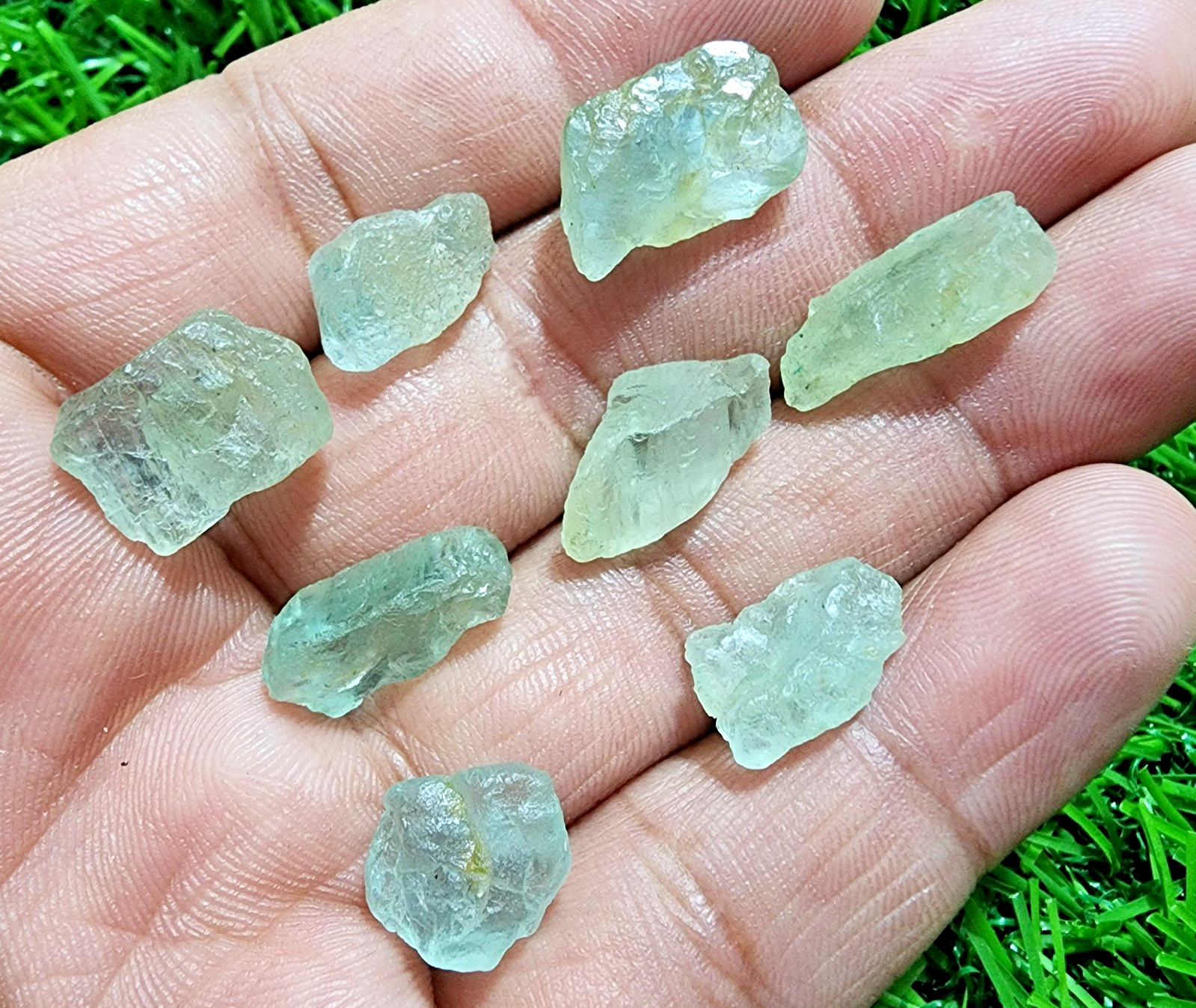 8 Pcs Huge Aquamarine Gemstone Rough Lot 12-18mm Loose Stones Healing Crystal