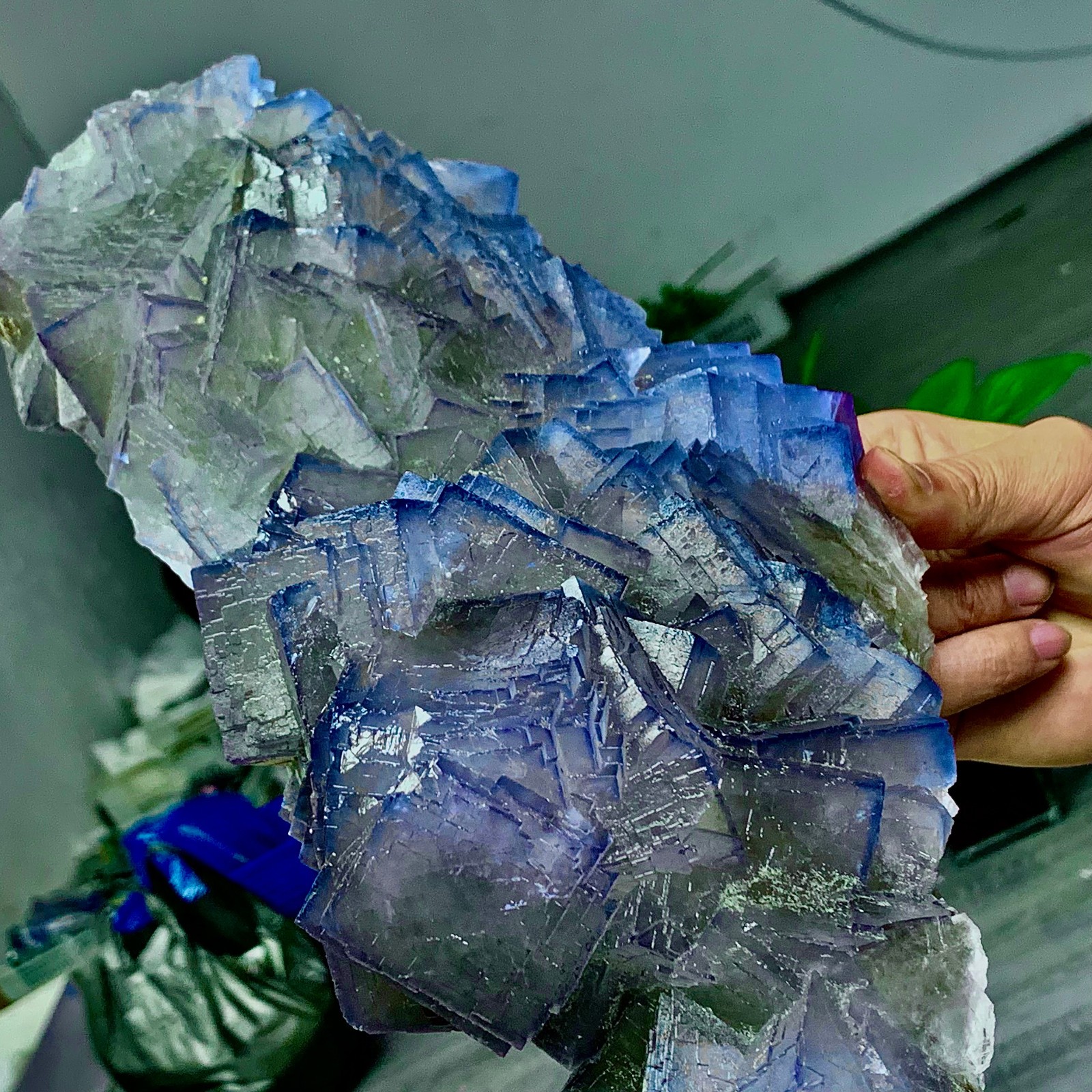 9.57LB Natural purple QR code fluorite cubic crystal mineral specimen