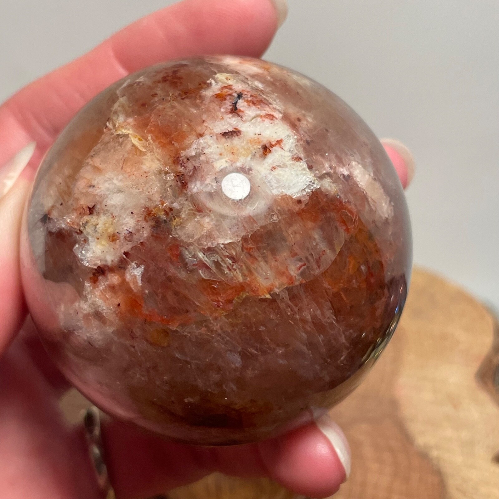 **No Stand** Quartz Sphere Blue Flash! Slightly Smoky Hematoid Flowers 263 Gram