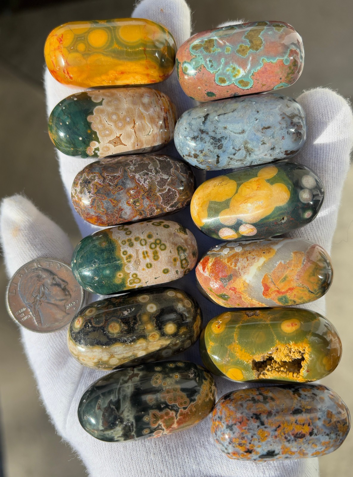 US SALE 349g LOT 12 OJ OCEAN JASPER LOG TUMBLE TUMBLES TUMBLED STONE STONES