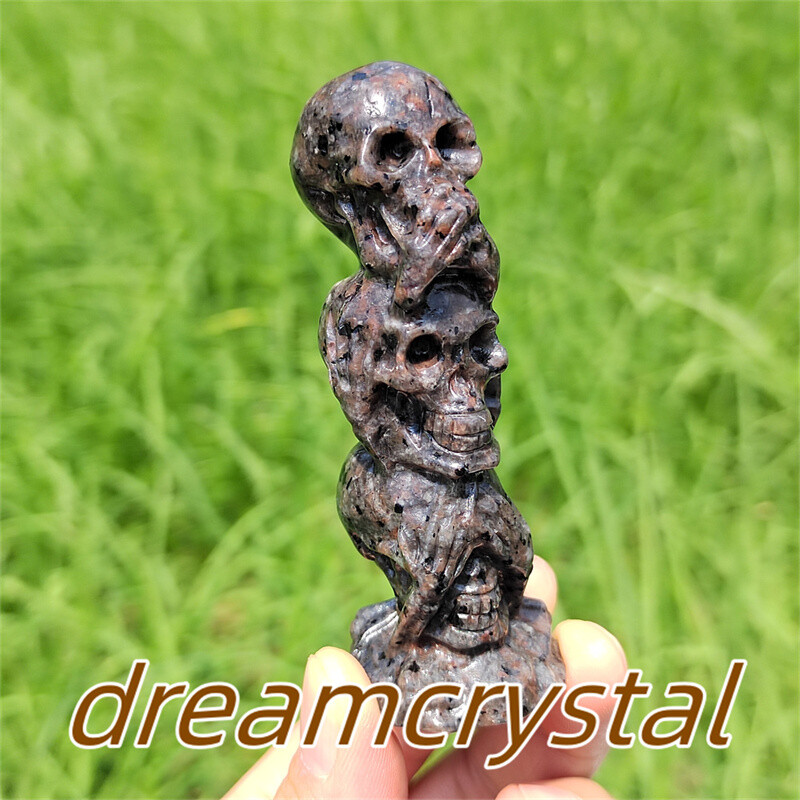 3″+ Natural Yooperlite Skull Hand Carved Quartz Crystal Skull Reiki Healing 1pc