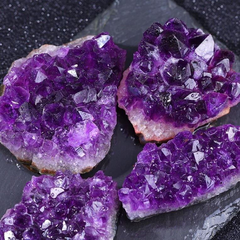 Natural Amethyst Crystal Cluster Specimens Healing Reiki Home Table Car Ornament
