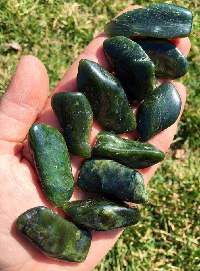 Nephrite Jade Tumbled Stone – Polished Natural Nephrite Jade Crystal, Siberia