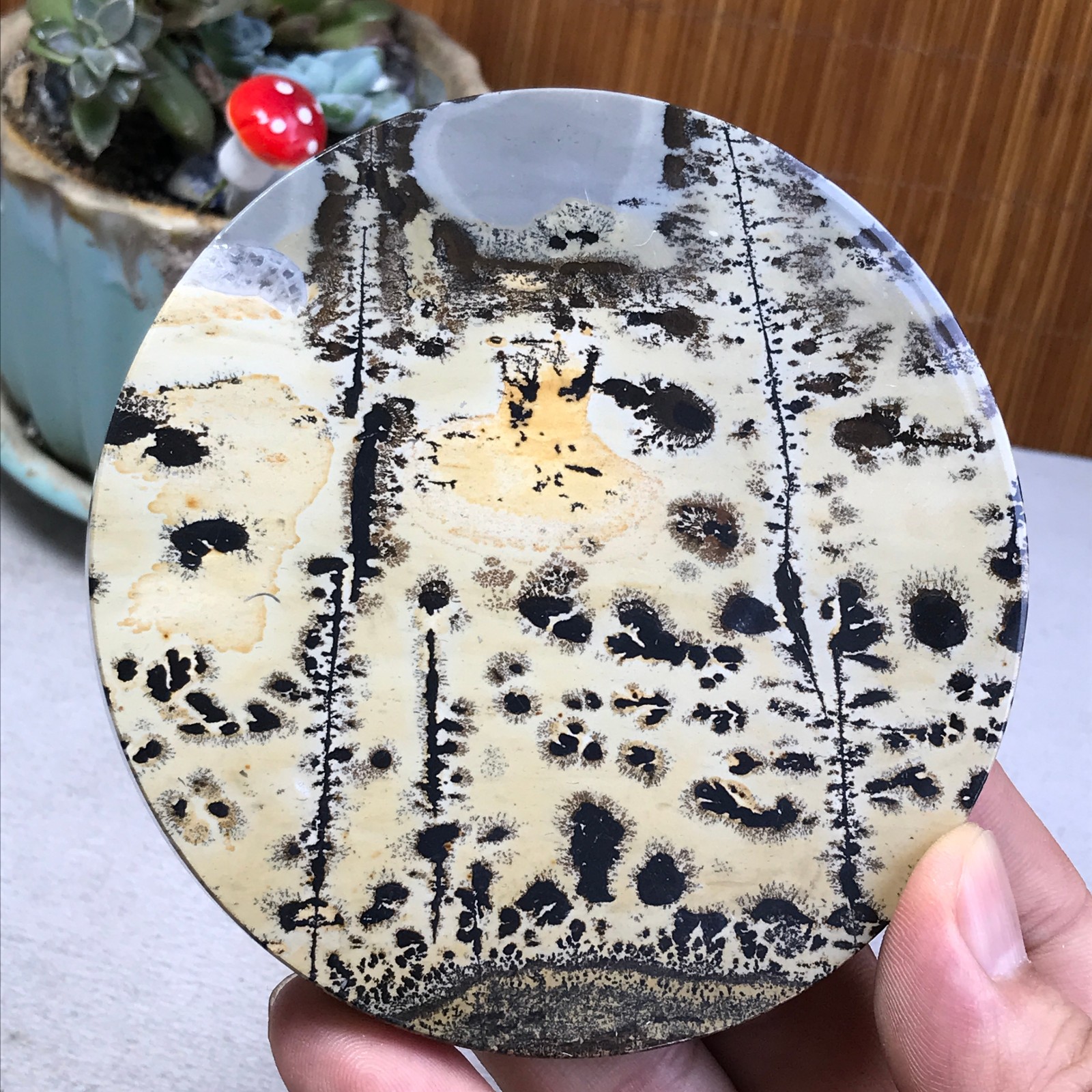 100mm Natural Chinese painting stone crystal ornaments for home decoration A6404