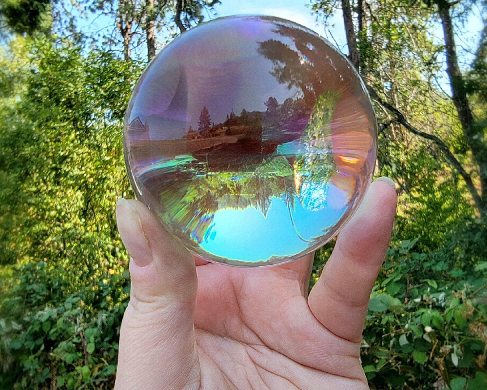 80mm Large Aurora Crystal Ball, Rainbow Glass Sphere, 3.15 inch