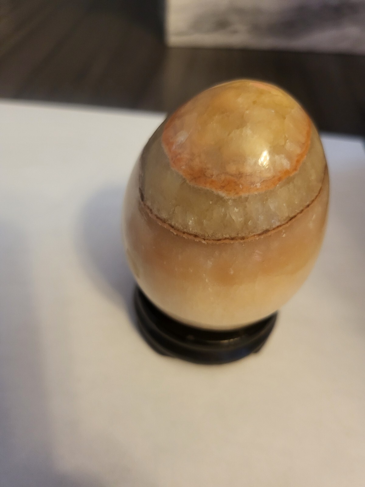 Banded Onyx Egg Gemstone With Wood stand