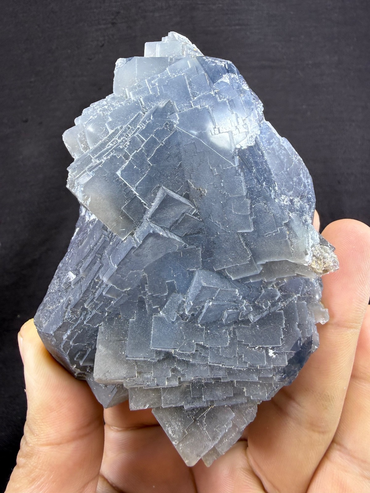 492g Natural Grey Cubic Fluorite Crystal Cluster – Pakistan Specimen