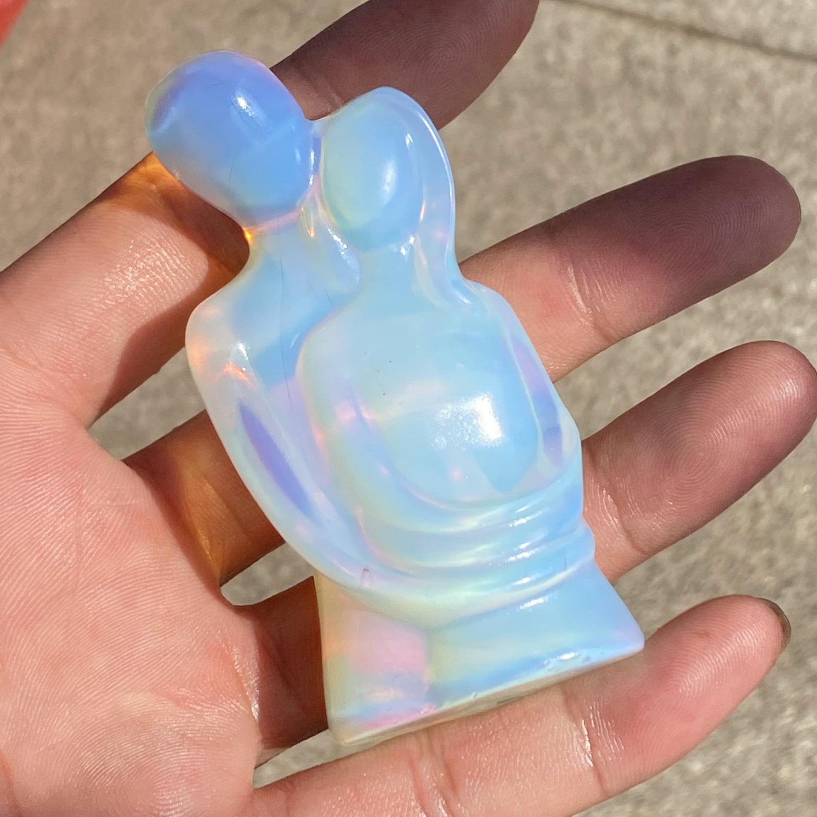 3.2in Opalite Lover Quartz Crystal Skull Carved Figurines Gift 1pcs