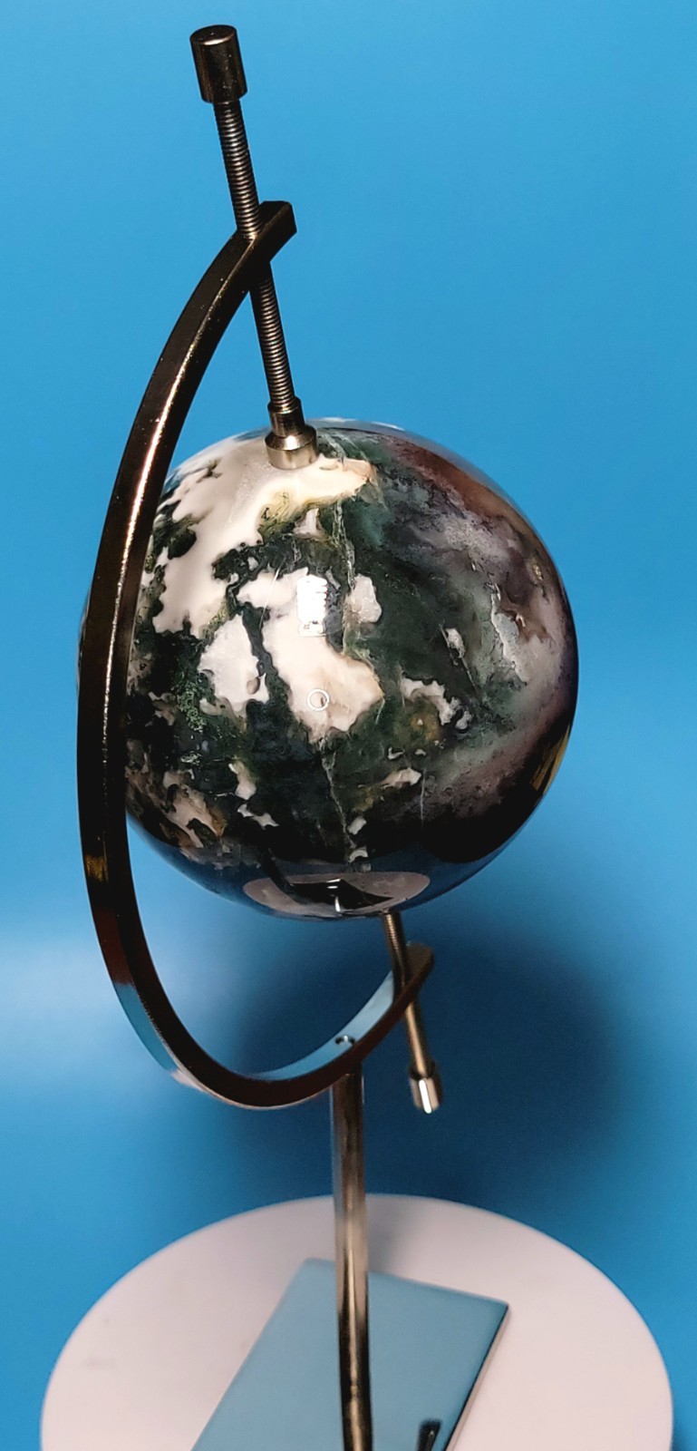 1.6 Lb Natural Aquatic Plants Agate Crystal Sphere with Aluminum Display Stand
