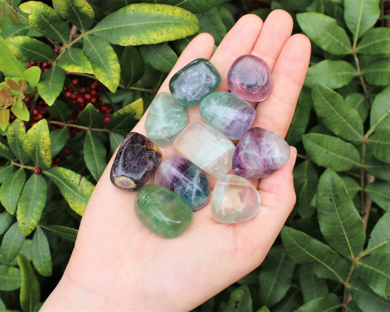 1 Medium Fluorite Tumbled Stone (Crystal Healing, Gemstone, Rainbow Fluorite)
