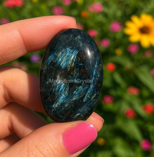 3PCS Arfvedsonite Palmstone Worry Stone Healing Crystal Meditation Reiki Gifts