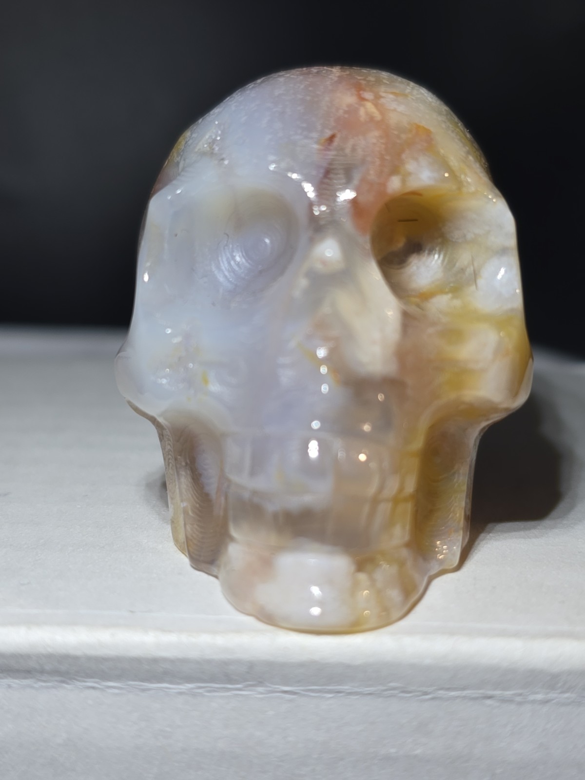Flower Agate Skull 4.5 Oz. 126g 2″ X 1.75 “