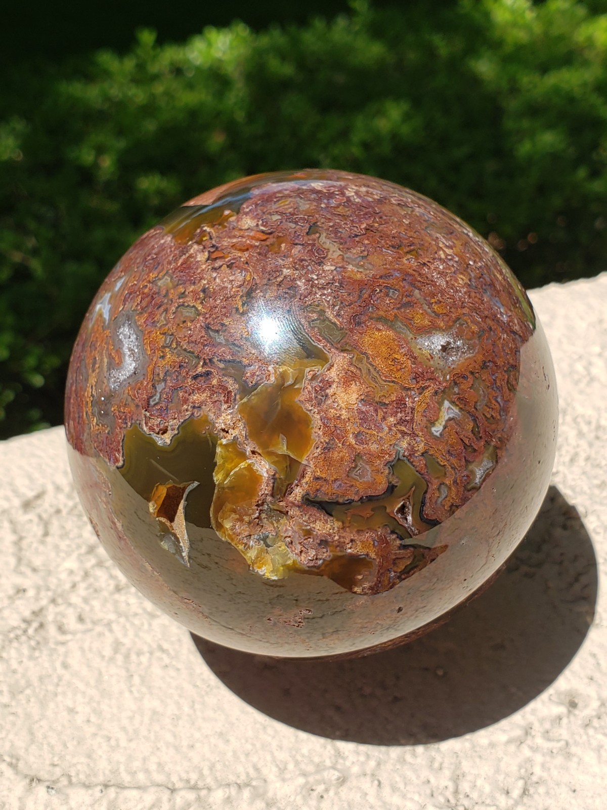 3.45″ Natural Red Moss Agate Quartz Crystal Mineral Sphere Ball Orb, 920g