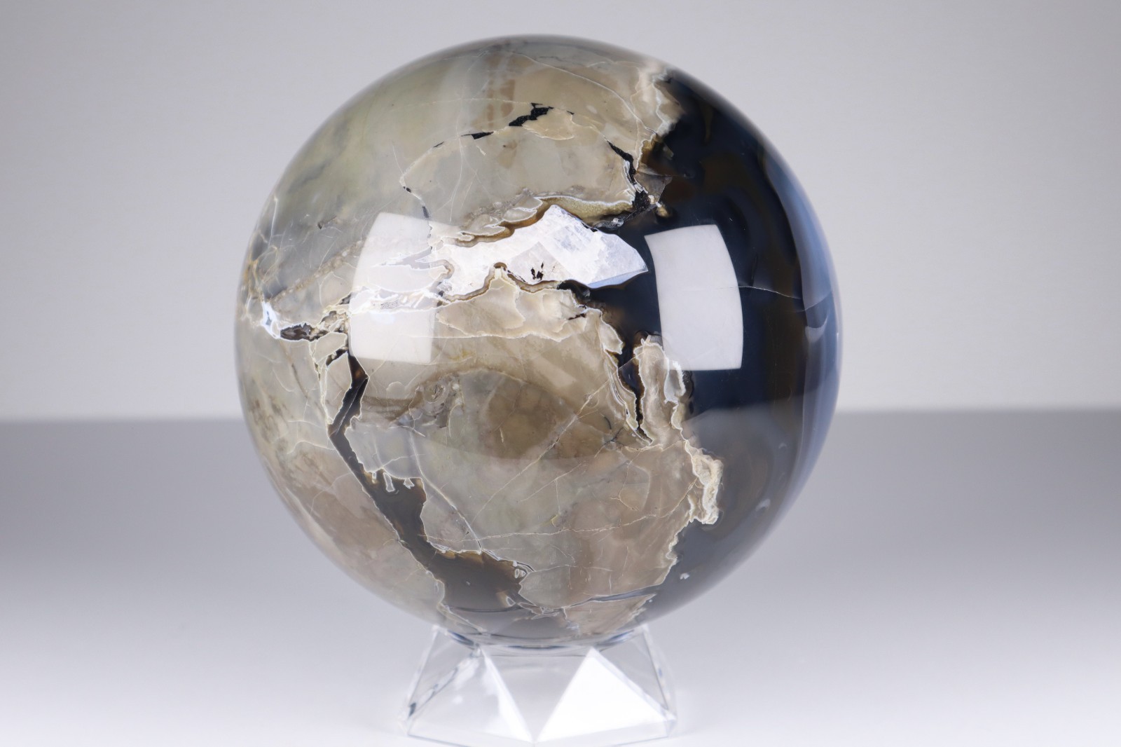 LARGE UV Reactive VOLCANO AGATE SPHERE Druzy Quartz Crystal Ball 145mm 3.75kg