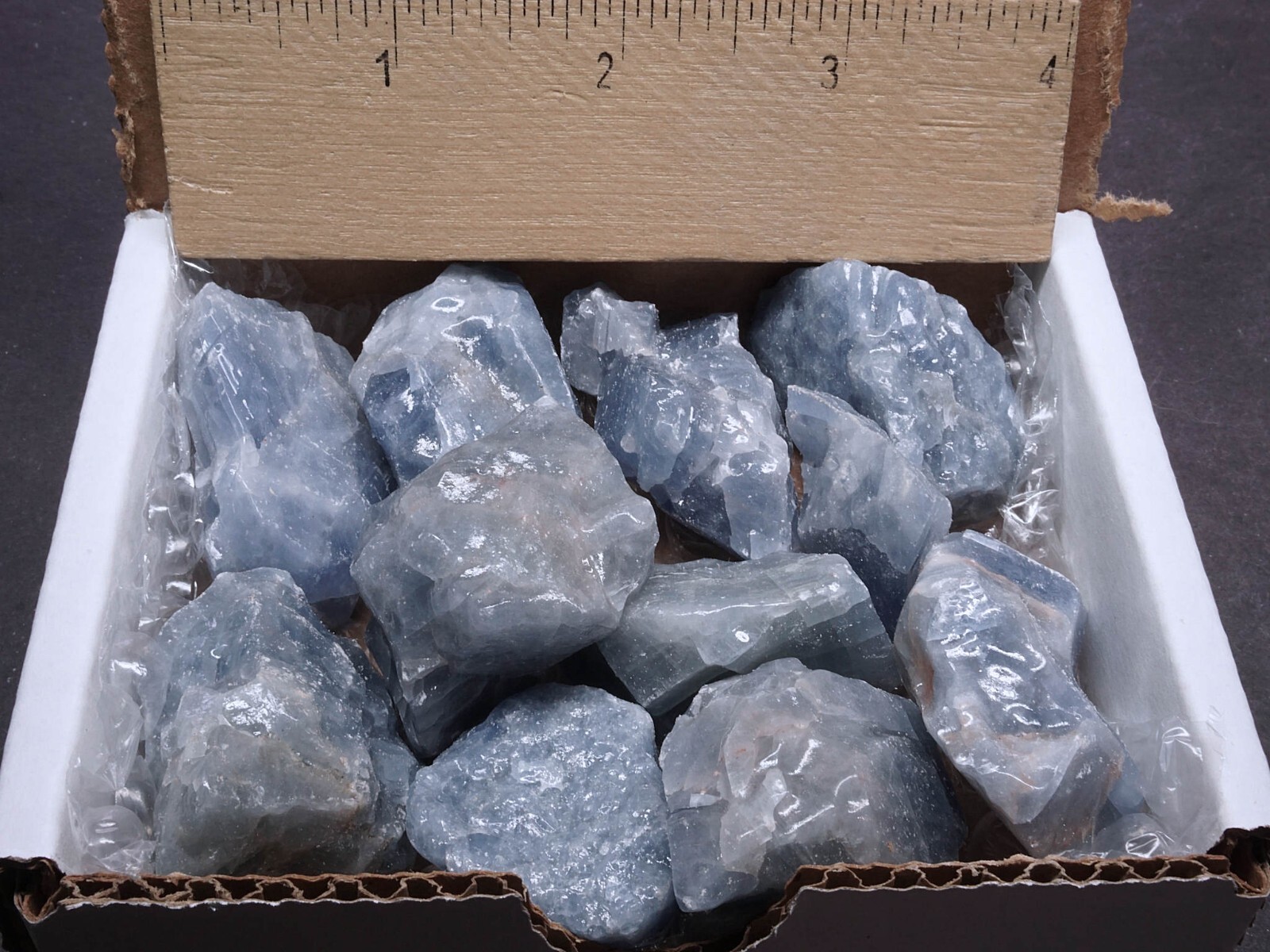 Blue Calcite Box 1/2 Lb Natural Blue Crystal Chunks Raw Mineral Specimens