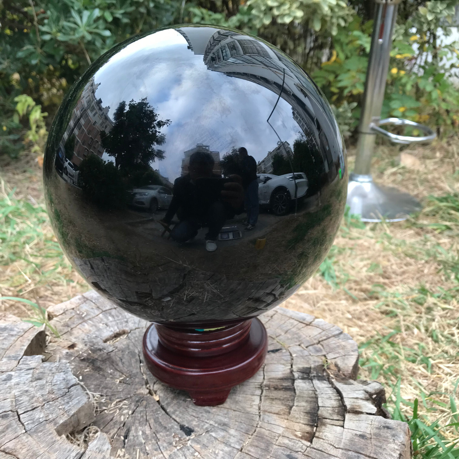 22LB TOP Natural obsidian Quartz Sphere Crystal Ball Healing+stand