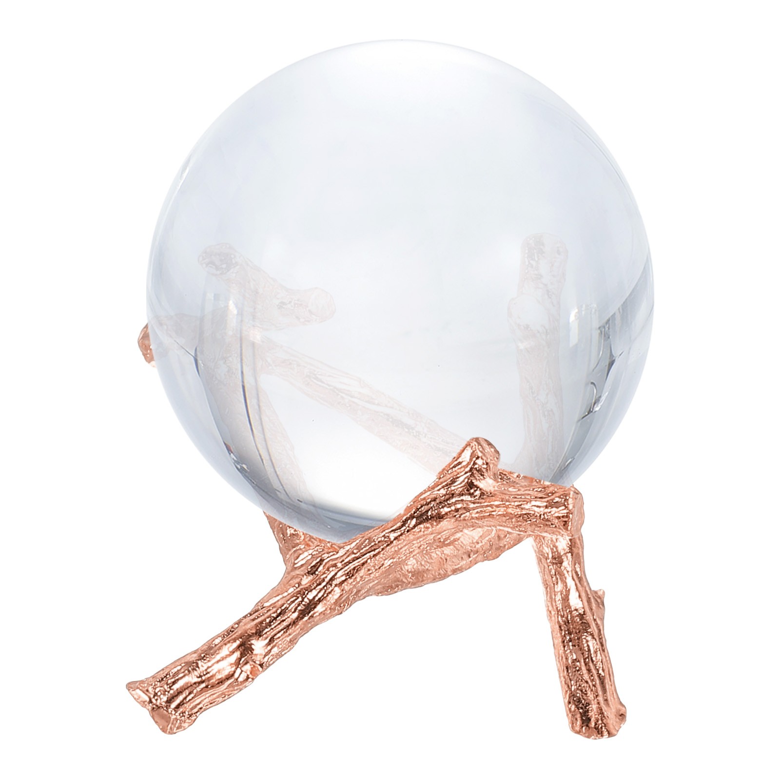 2.2″ Dia Metal Crystal Sphere Holder Crystal Ball Tripod Stand, Rose Gold